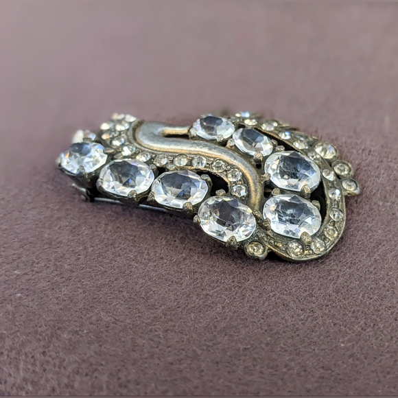 ⚡SOLD⚡Circa 1930s Vintage Eisenberg Original Jeweled Silver Tone Fur Clip - Picture 3 of 9